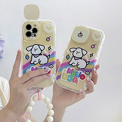 鏡子支架黃狗手鏈iPhone11-iPhone13 Pro Max手機軟殼