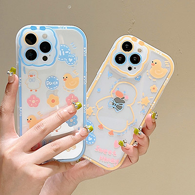 蝴蝶結系列 可愛卡通鴨子iPhoneX-iPhone14 Pro Max軟殼